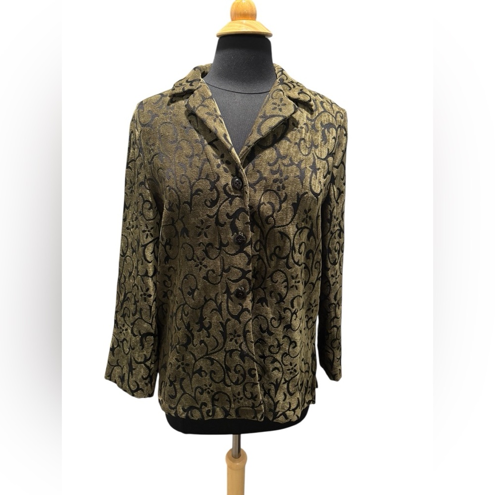 Sag Harbor Women’s Black/Gold Estillo Button Up Jacket-size 6P